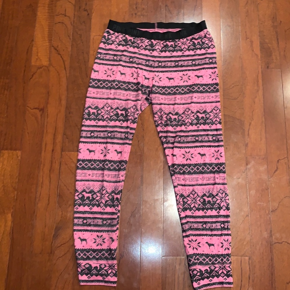 VS Pink Fleece Leggings L